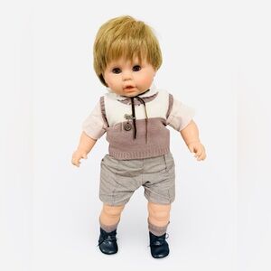 Vintage Zapf Creation Doll - Boy in Knitted Vest & Plaid Shorts - West Germany